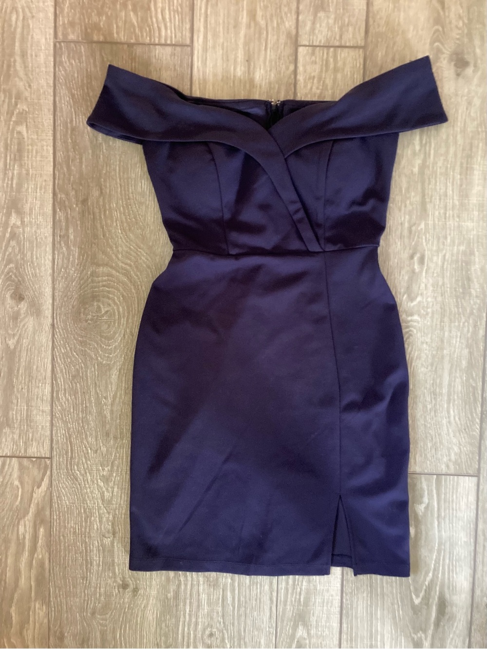 Speechless Off-Shoulder Navy Sheath Dress